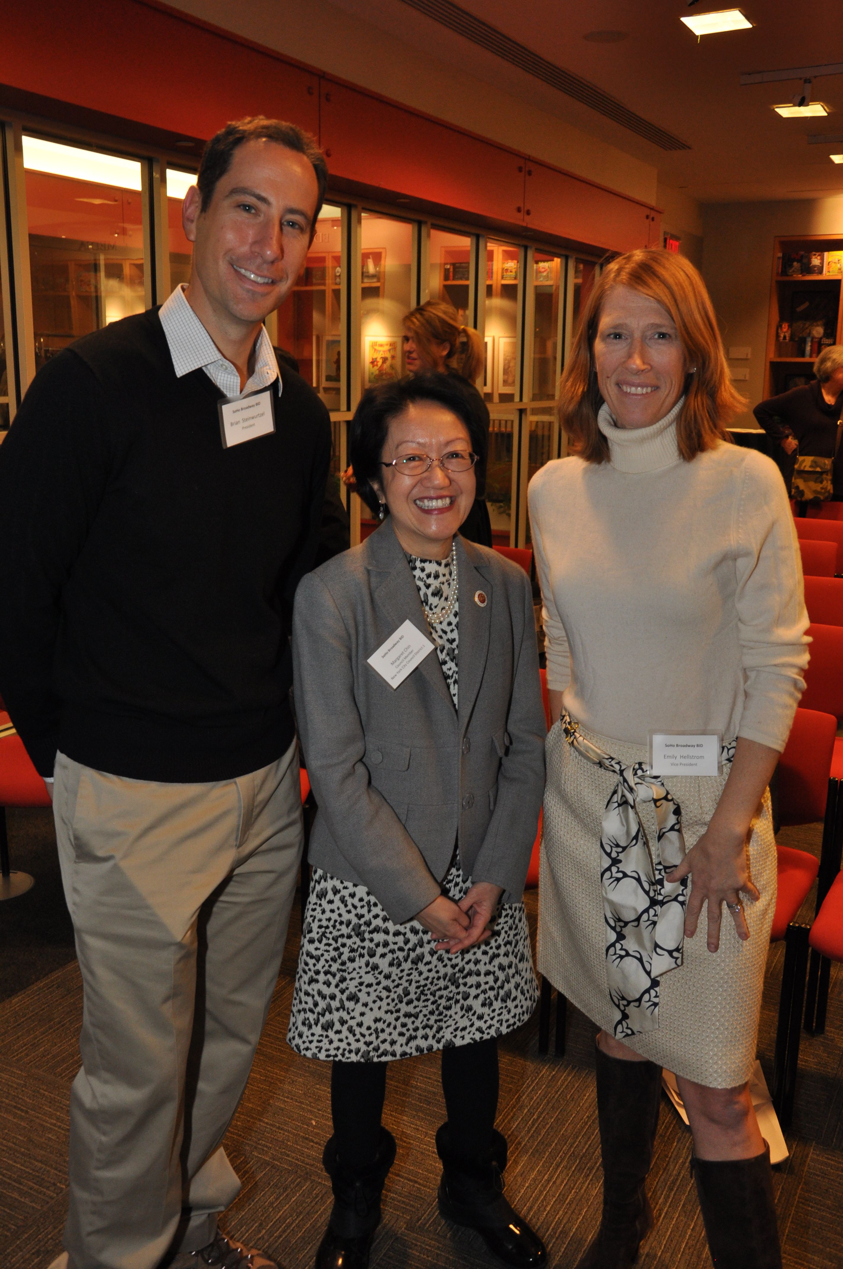 Brian Steinwurtzel, CM Margaret Chin and Emily Hellstrom